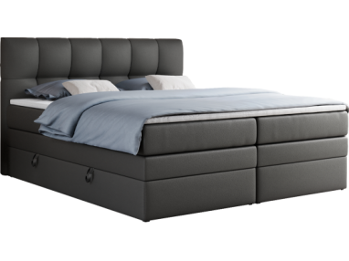 Łóżko kontynentalne ALVIN KING 140x200 - H3 - szary, ekoskóra