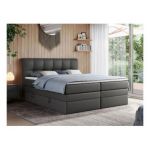Łóżko kontynentalne ALVIN KING 160x200 - H3 - szary, ekoskóra