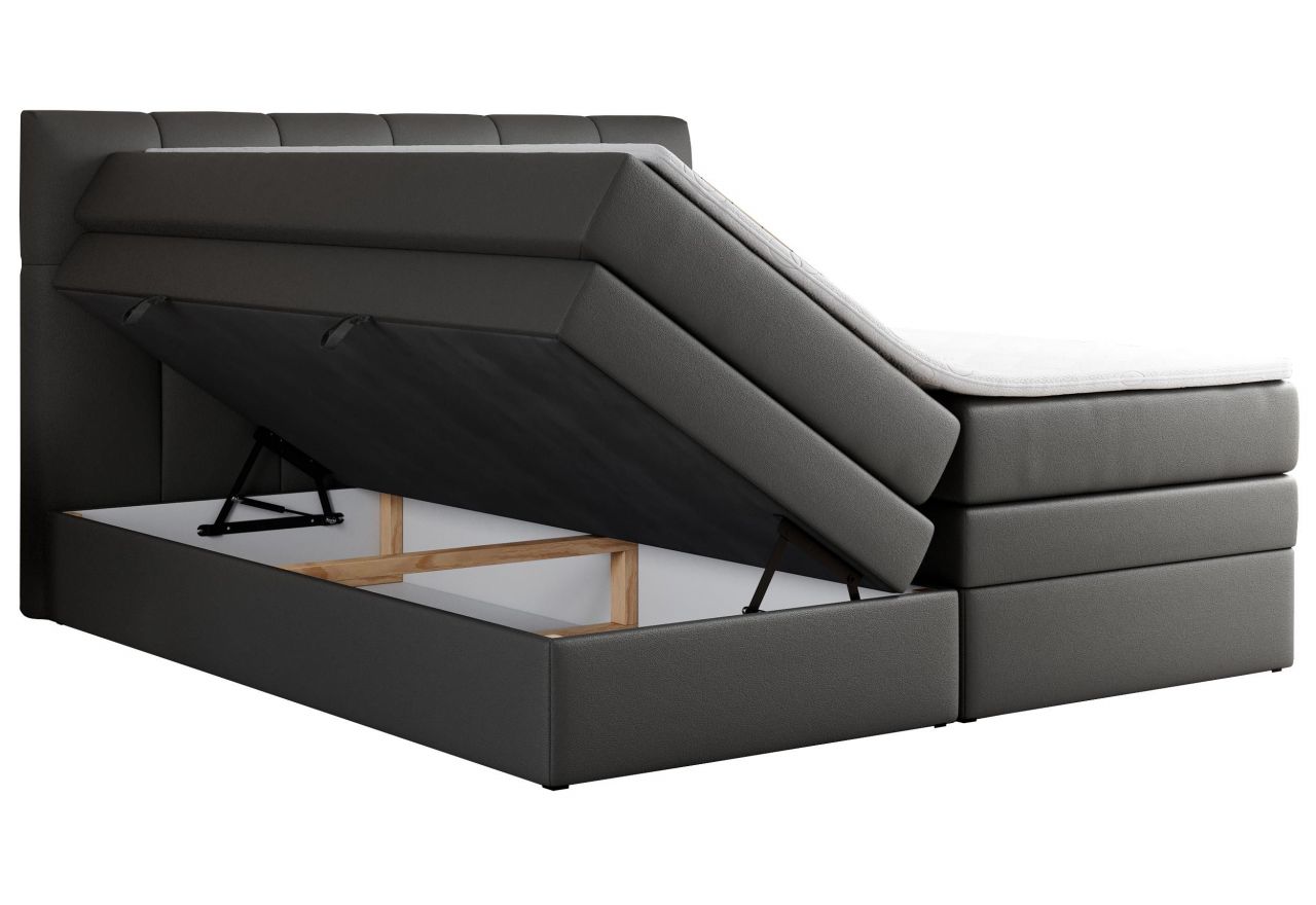 Łóżko kontynentalne ALVIN KING 160x200 - H3 - szary, ekoskóra