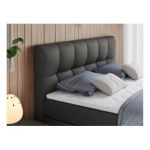 Łóżko kontynentalne ALVIN KING 180x200 - H3 - szary, ekoskóra