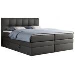 Łóżko kontynentalne ALVIN KING 200x200 - H4 - szary, ekoskóra