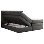 Łóżko kontynentalne ALVIN KING 200x200 - H4 - szary, ekoskóra