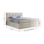 Łóżko kontynentalne ALVIN KING 120x200 - H3 - beżowy, welwet