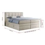 Łóżko kontynentalne ALVIN KING 180x200 - H3 - beżowy, welwet