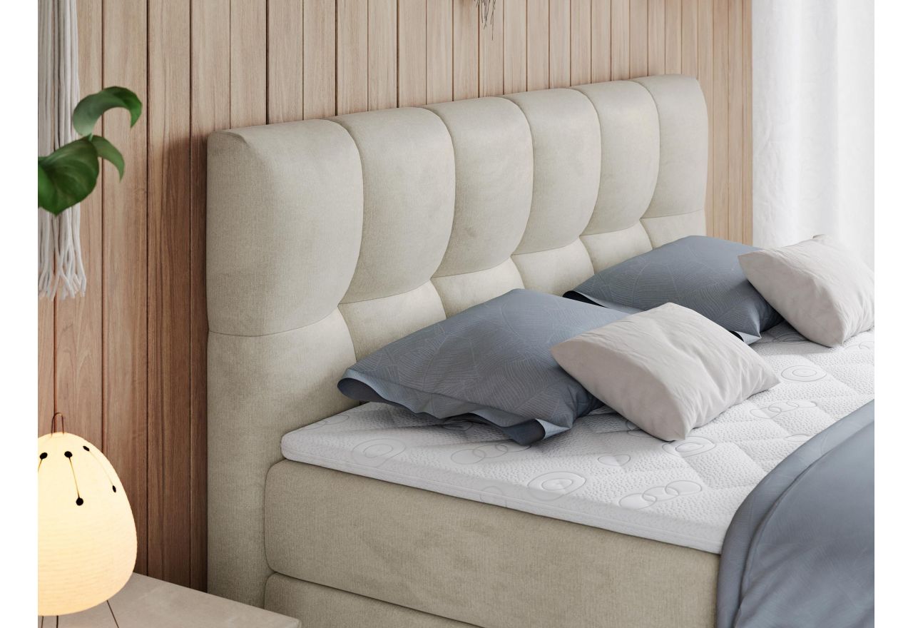 Łóżko kontynentalne ALVIN KING 120x200 - H4 - beżowy, welwet