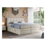 Łóżko kontynentalne ALVIN KING 200x200 - H4 - beżowy, welwet