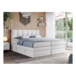 Łóżko kontynentalne ALVIN KING 200x200 - H3 - biały, ekoskóra