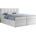 Łóżko kontynentalne ALVIN KING 140x200 - H4 - biały, ekoskóra
