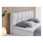 Łóżko kontynentalne ALVIN KING 140x200 - H4 - biały, ekoskóra