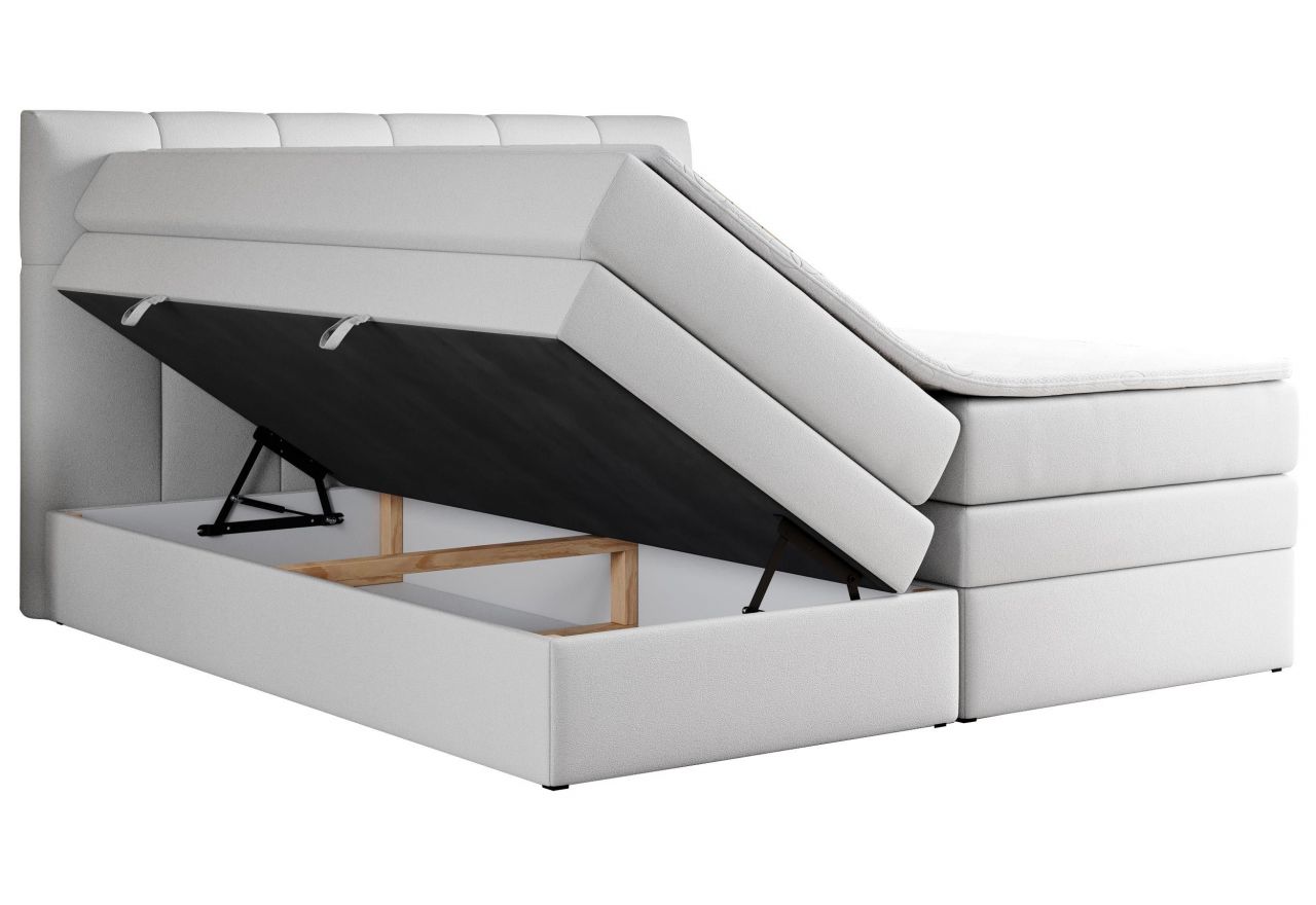 Łóżko kontynentalne ALVIN KING 160x200 - H4 - biały, ekoskóra