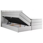 Łóżko kontynentalne ALVIN KING 200x200 - H4 - biały, ekoskóra