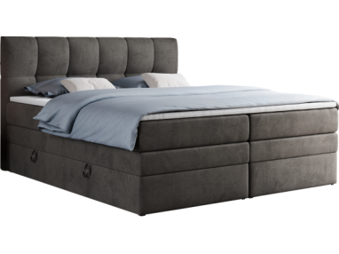 Łóżko kontynentalne ALVIN KING 120x200 - H3 - ciemnoszary, welwet