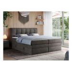 Łóżko kontynentalne ALVIN KING 140x200 - H3 - ciemnoszary, welwet