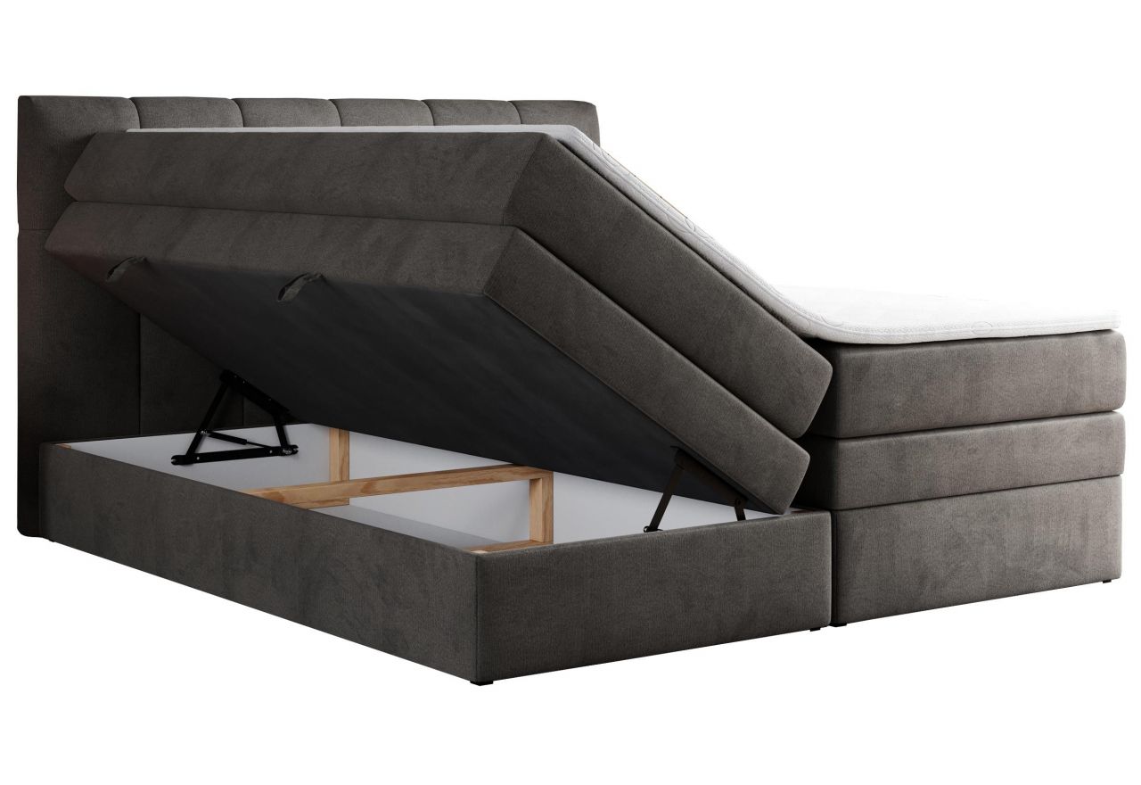 Łóżko kontynentalne ALVIN KING 160x200 - H3 - ciemnoszary, welwet