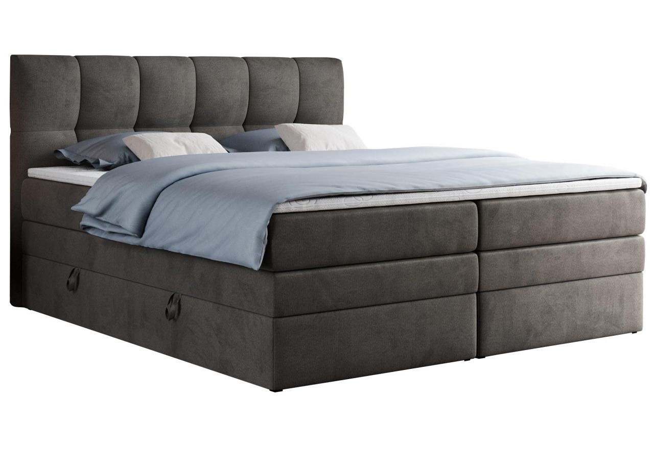 Łóżko kontynentalne ALVIN KING 180x200 - H3 - ciemnoszary, welwet