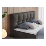 Łóżko kontynentalne ALVIN KING 200x200 - H3 - ciemnoszary, welwet