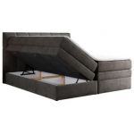 Łóżko kontynentalne ALVIN KING 200x200 - H3 - ciemnoszary, welwet