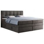 Łóżko kontynentalne ALVIN KING 140x200 - H4 - ciemnoszary, welwet
