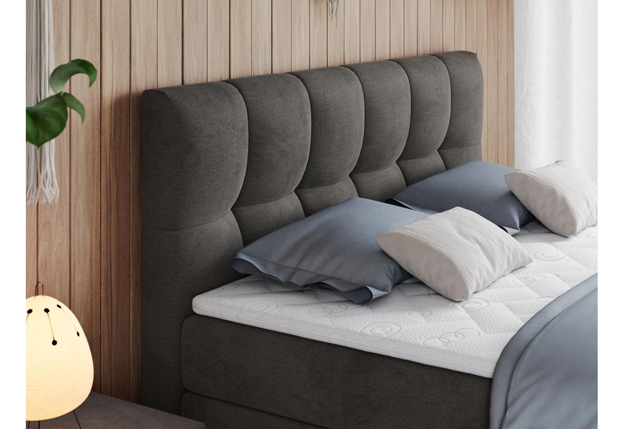 Łóżko kontynentalne ALVIN KING 200x200 - H4 - ciemnoszary, welwet