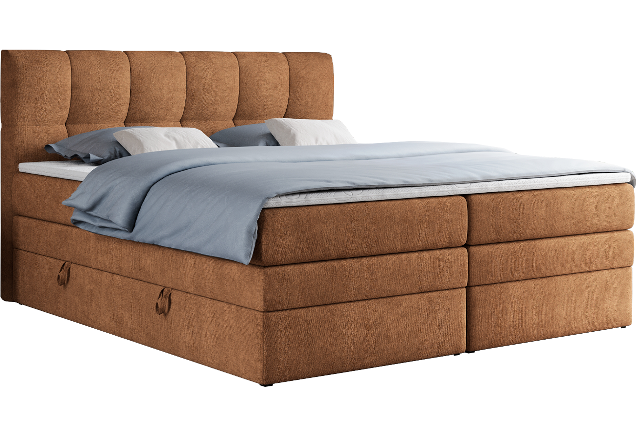 Łóżko kontynentalne ALVIN KING 120x200 - H3 - pomarańczowy, struktura