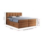 Łóżko kontynentalne ALVIN KING 120x200 - H3 - pomarańczowy, struktura