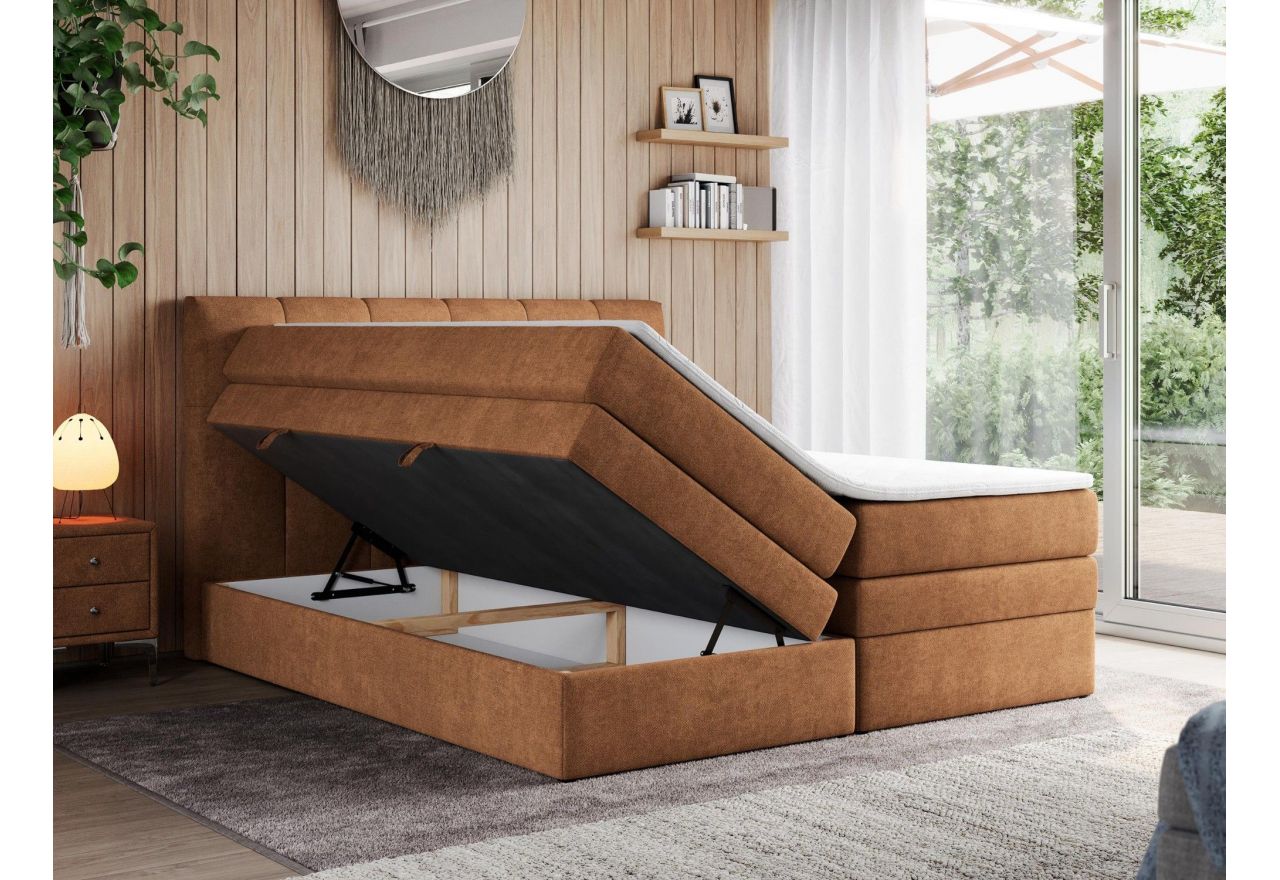 Łóżko kontynentalne ALVIN KING 120x200 - H3 - pomarańczowy, struktura