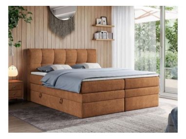 Łóżko kontynentalne ALVIN KING 140x200 - H3 - pomarańczowy, struktura