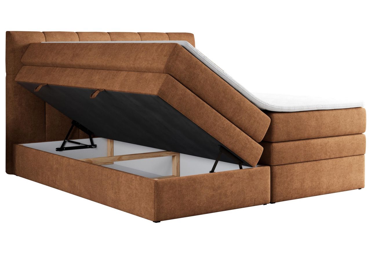 Łóżko kontynentalne ALVIN KING 140x200 - H3 - pomarańczowy, struktura