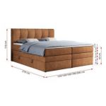 Łóżko kontynentalne ALVIN KING 160x200 - H3 - pomarańczowy, struktura