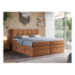 Łóżko kontynentalne ALVIN KING 120x200 - H4 - pomarańczowy, struktura