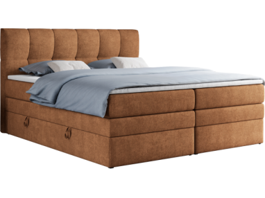 Łóżko kontynentalne ALVIN KING 140x200 - H4 - pomarańczowy, struktura