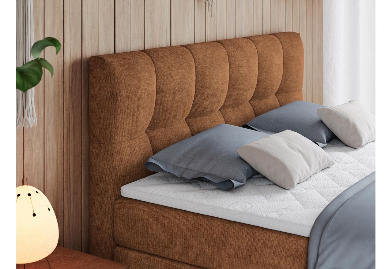 Łóżko kontynentalne ALVIN KING 200x200 - H4 - pomarańczowy, struktura