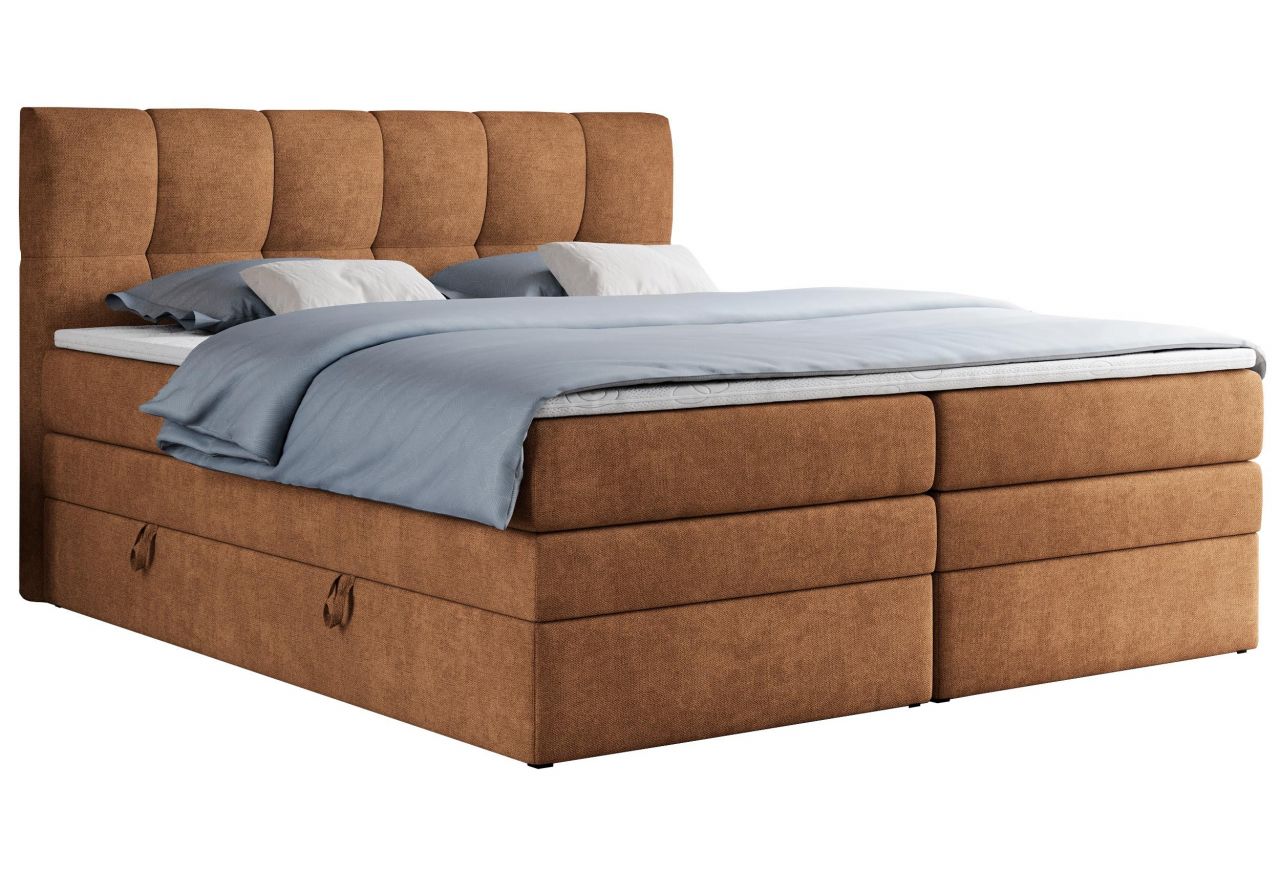 Łóżko kontynentalne ALVIN KING 200x200 - H4 - pomarańczowy, struktura