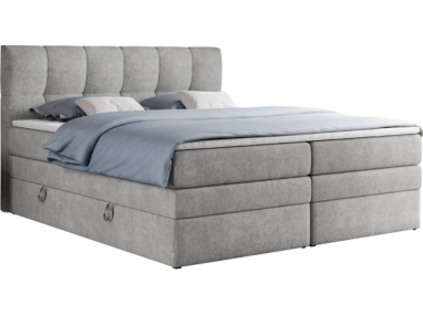 Łóżko kontynentalne ALVIN KING 140x200 - H3 - jasnoszary, struktura