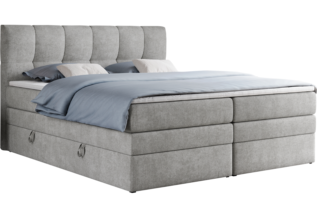 Łóżko kontynentalne ALVIN KING 180x200 - H3 - jasnoszary, struktura