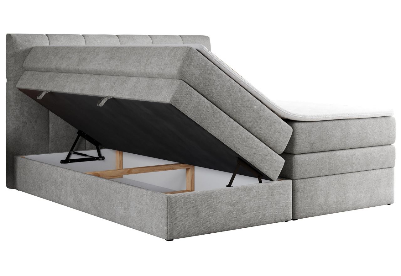 Łóżko kontynentalne ALVIN KING 180x200 - H3 - jasnoszary, struktura