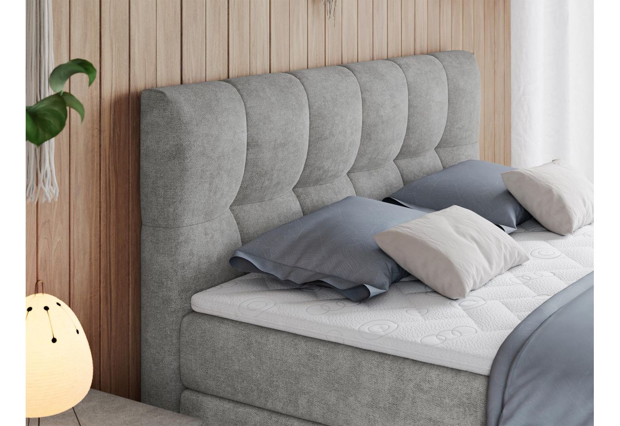 Łóżko kontynentalne ALVIN KING 120x200 - H4 - jasnoszary, struktura