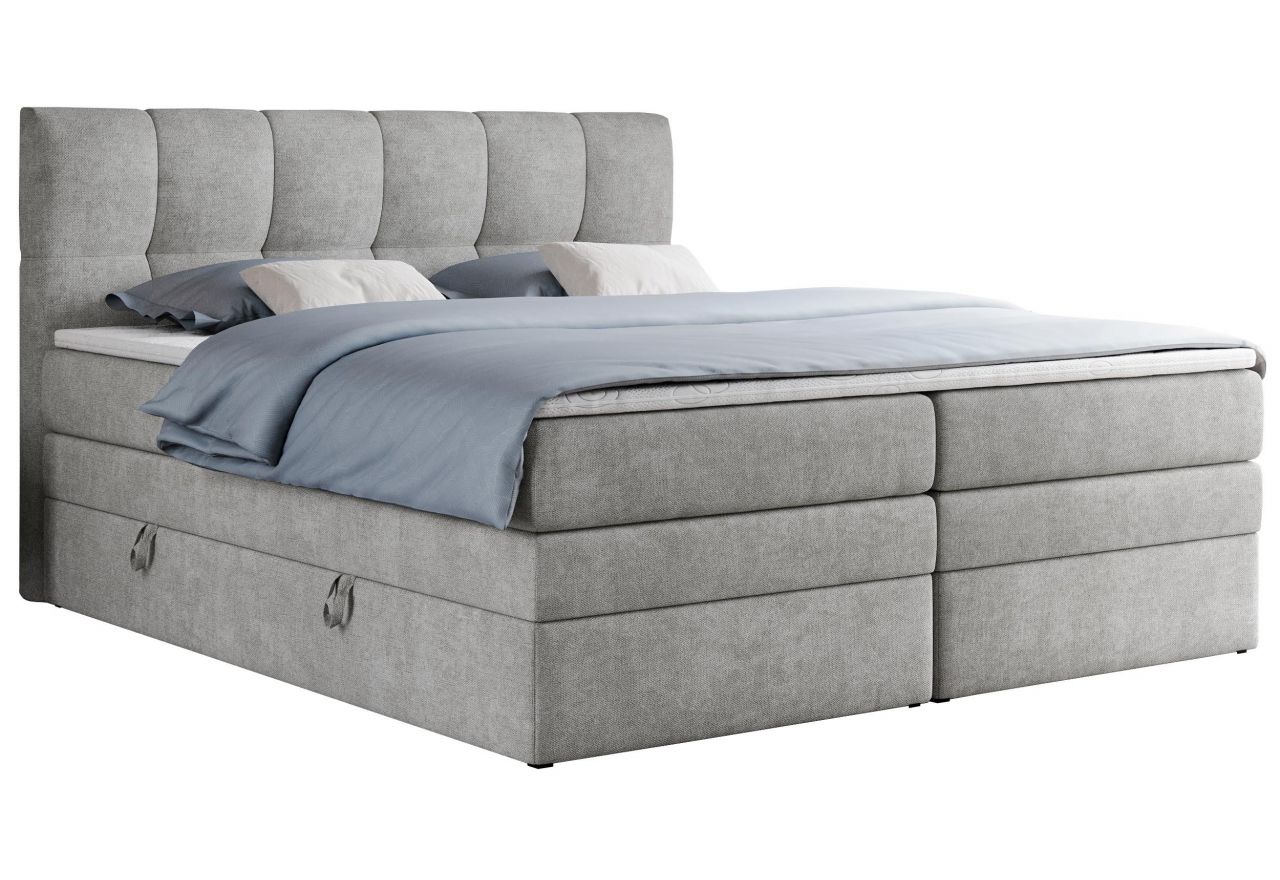 Łóżko kontynentalne ALVIN KING 120x200 - H4 - jasnoszary, struktura