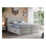 Łóżko kontynentalne ALVIN KING 160x200 - H4 - jasnoszary, struktura