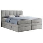 Łóżko kontynentalne ALVIN KING 200x200 - H4 - jasnoszary, struktura