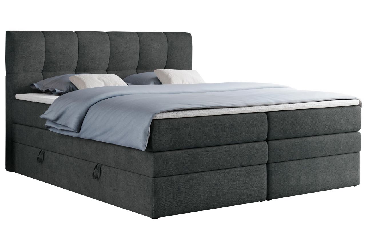 Łóżko kontynentalne ALVIN KING 120x200 - H3 - ciemnoszary, struktura