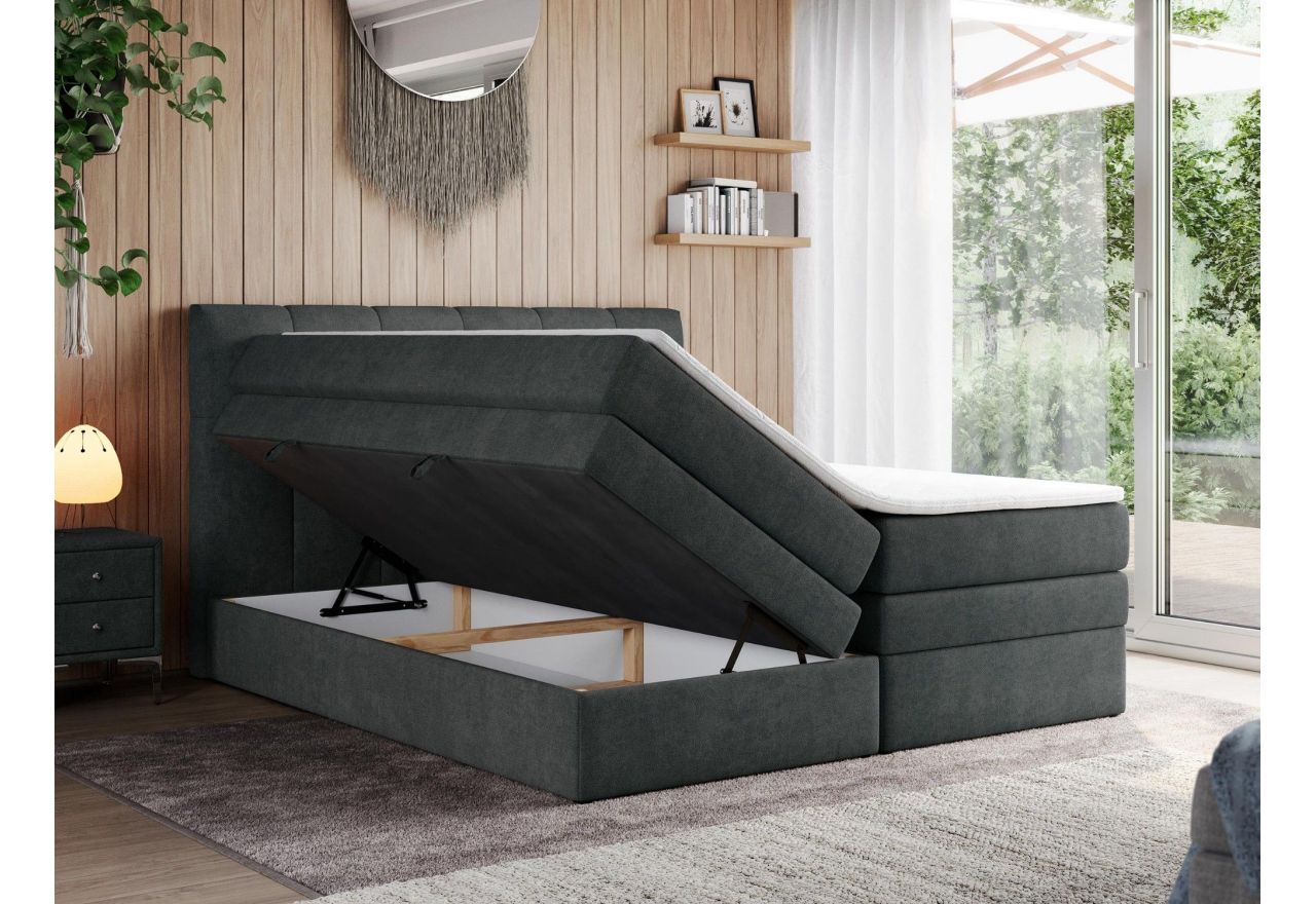 Łóżko kontynentalne ALVIN KING 140x200 - H3 - ciemnoszary, struktura