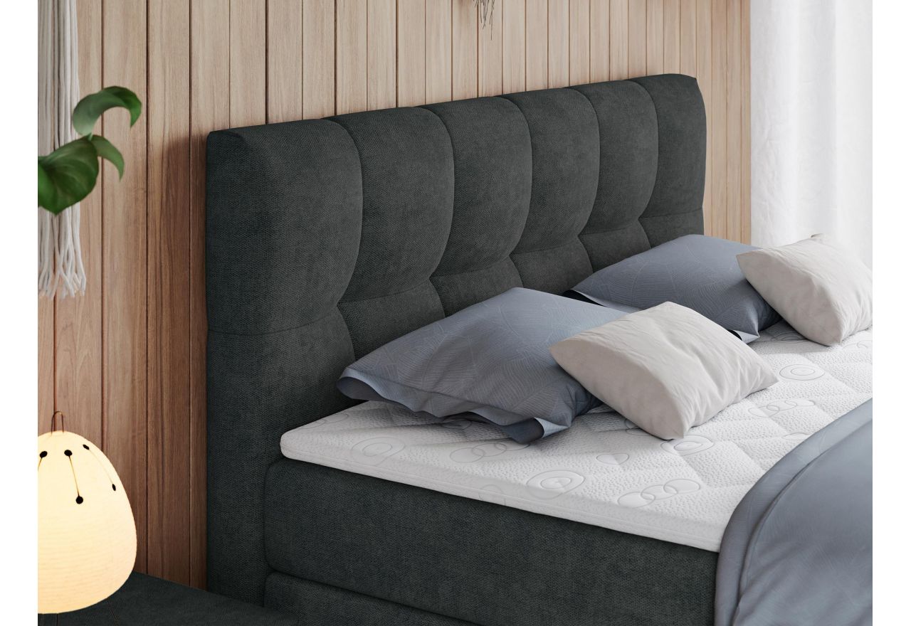 Łóżko kontynentalne ALVIN KING 140x200 - H3 - ciemnoszary, struktura