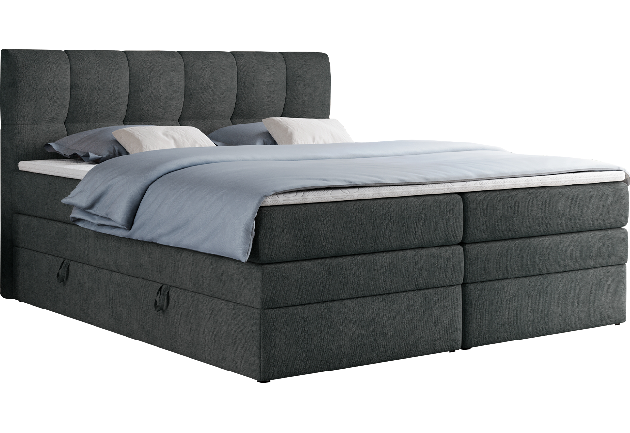 Łóżko kontynentalne ALVIN KING 180x200 - H3 - ciemnoszary, struktura