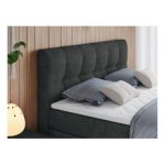 Łóżko kontynentalne ALVIN KING 180x200 - H3 - ciemnoszary, struktura