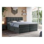 Łóżko kontynentalne ALVIN KING 160x200 - H4 - ciemnoszary, struktura
