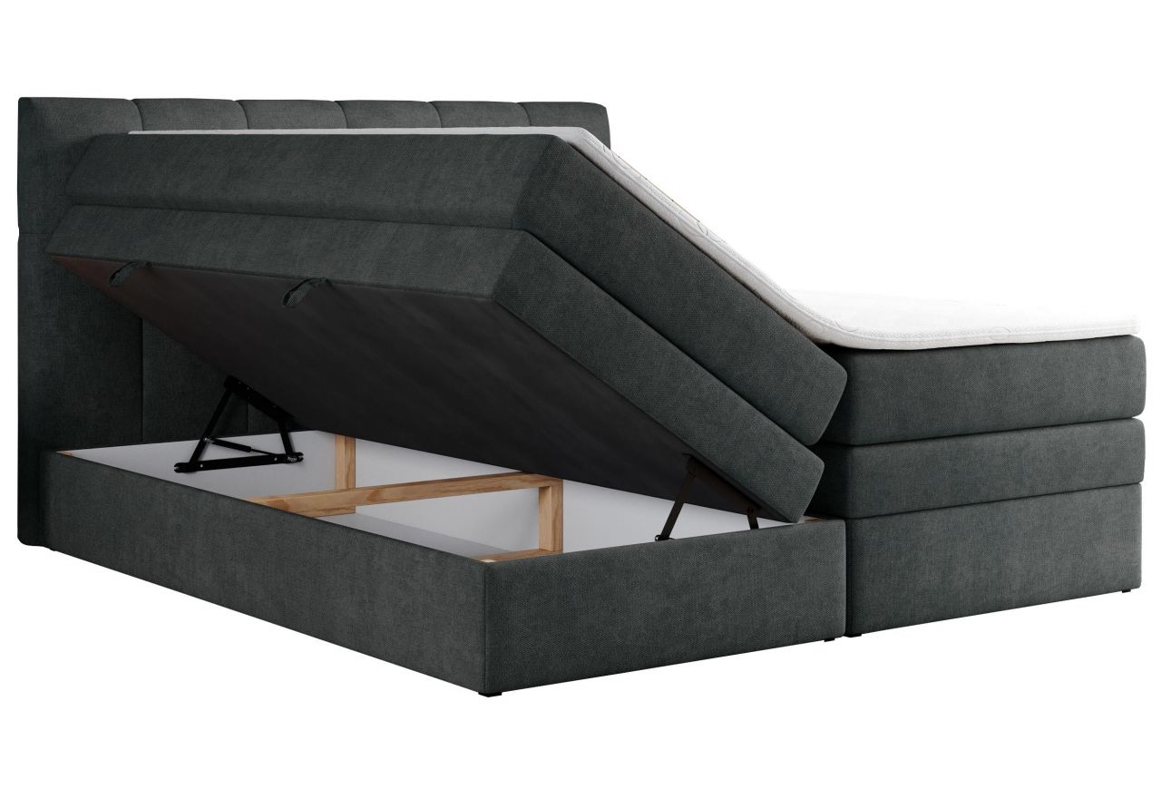 Łóżko kontynentalne ALVIN KING 160x200 - H4 - ciemnoszary, struktura