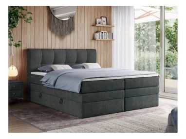 Łóżko kontynentalne ALVIN KING 180x200 - H4 - ciemnoszary, struktura