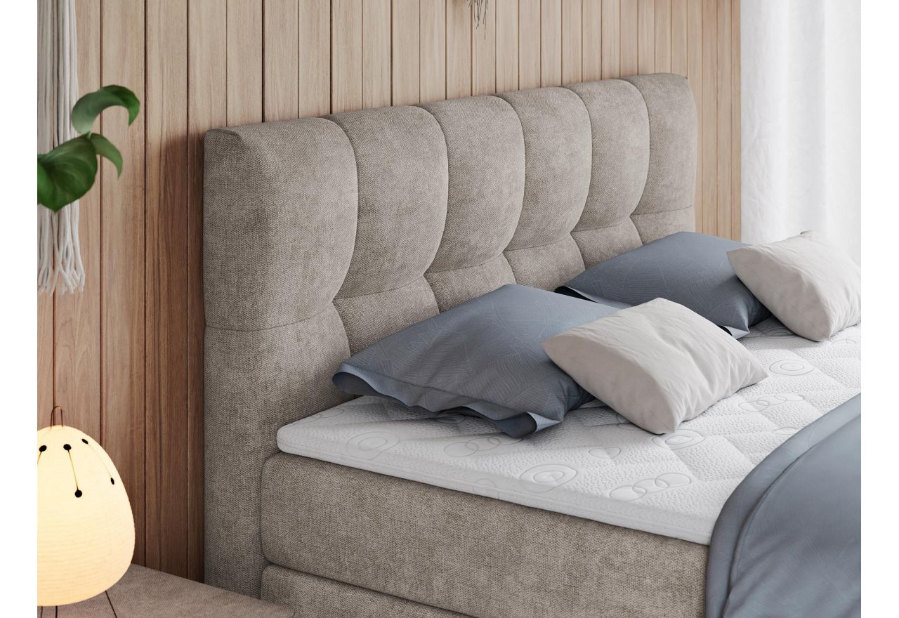 Łóżko kontynentalne ALVIN KING 120x200 - H3 - beżowy, struktura