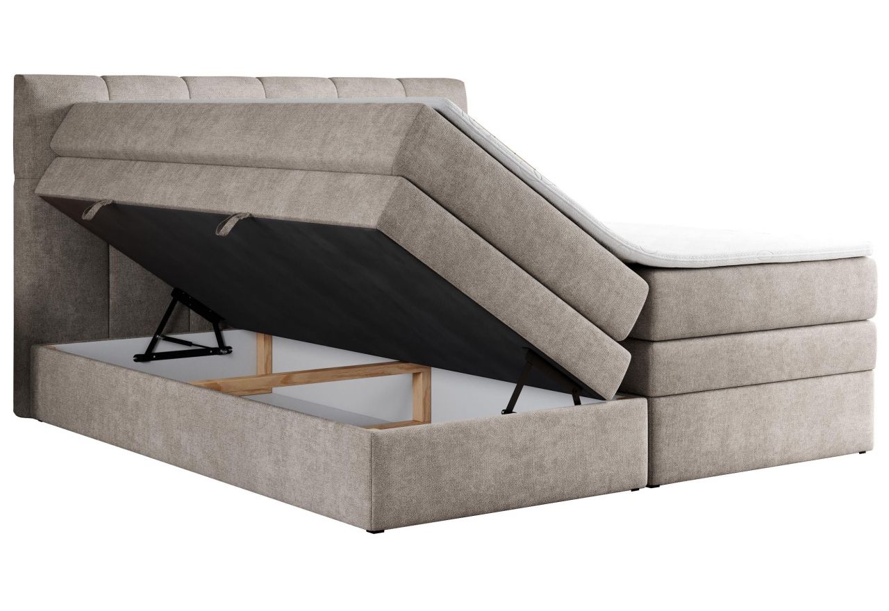 Łóżko kontynentalne ALVIN KING 120x200 - H3 - beżowy, struktura